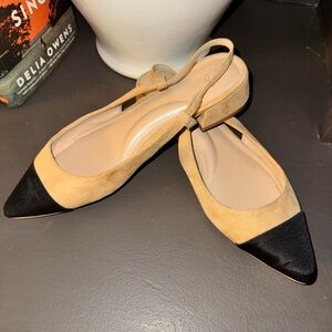 Faux Suede Heeled Slingback Flats from WHITE HOUSE BLACK MARKET   SIZE 8.5 med